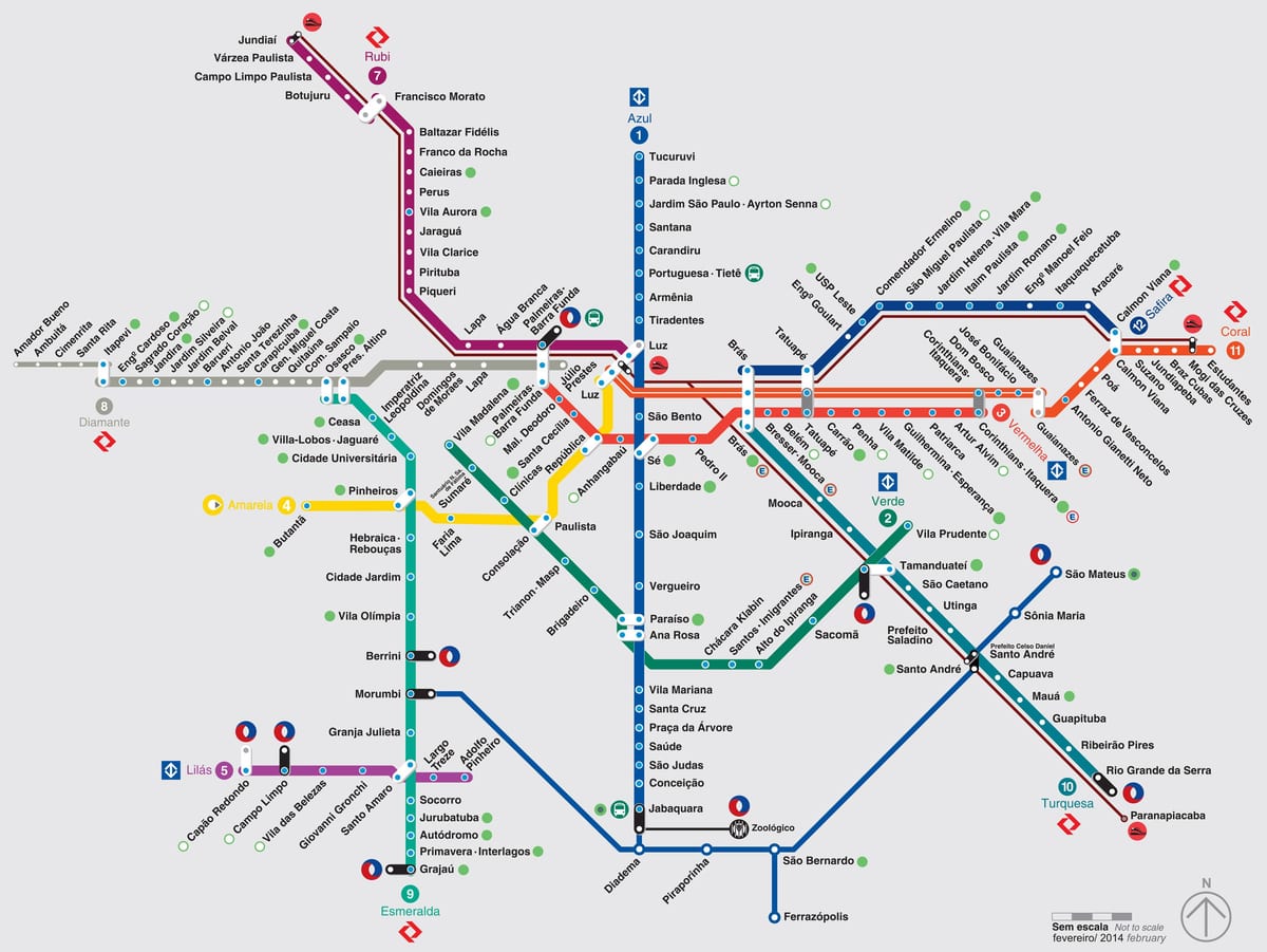 mapa metroa Sao Paulo