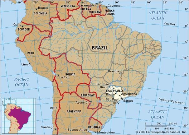 Sao Paulo geografske mapu