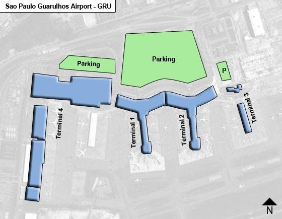 Sao Paulo guarulhos terminal međunarodnog aerodroma mapu
