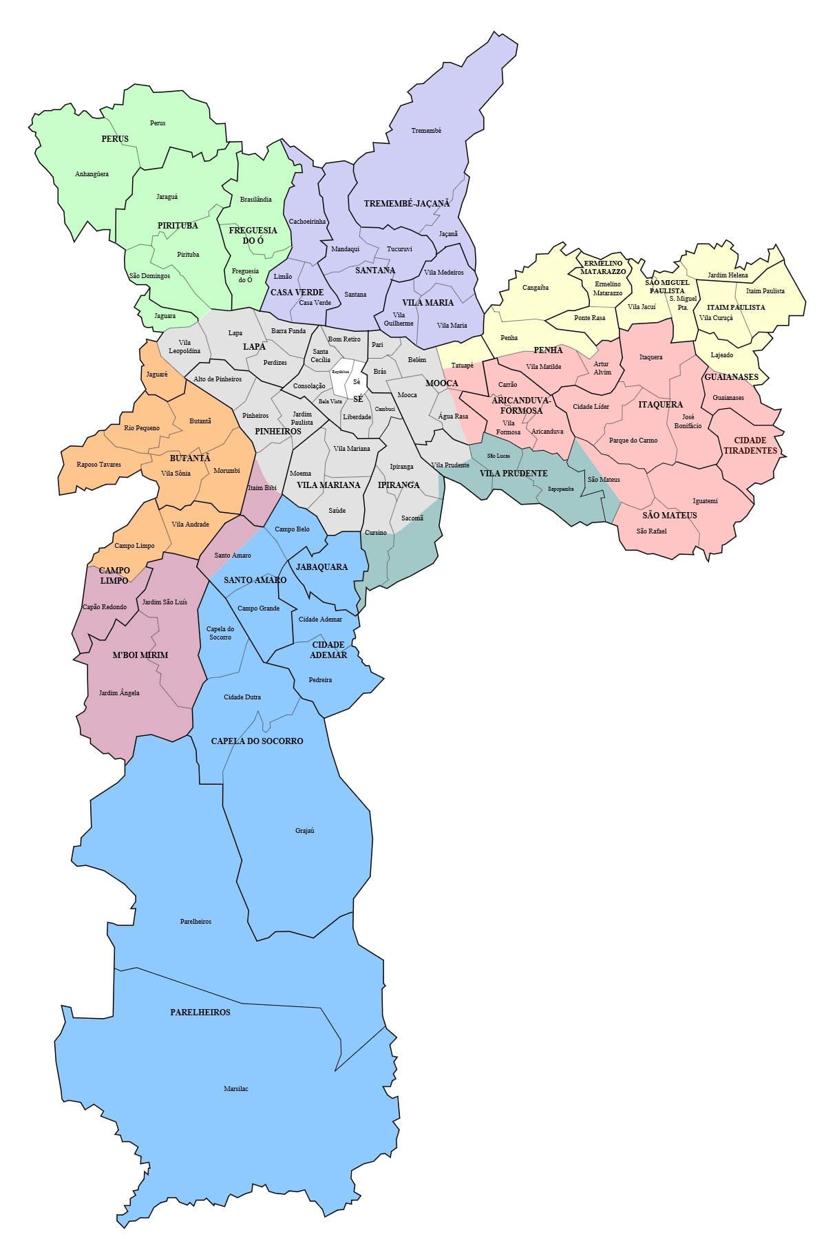 Sao Paulo okrug mapu