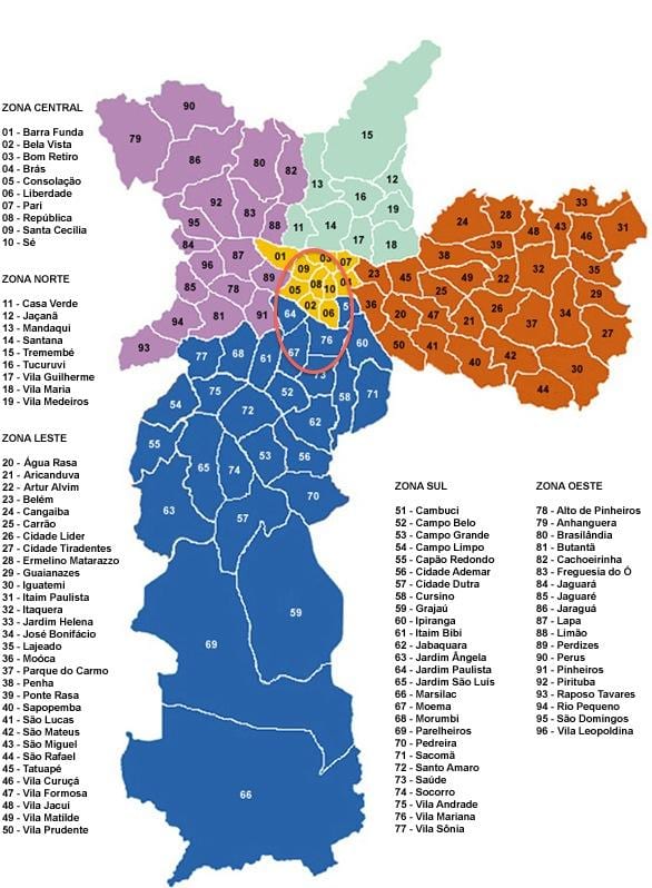 Sao Paulo opštine mapu
