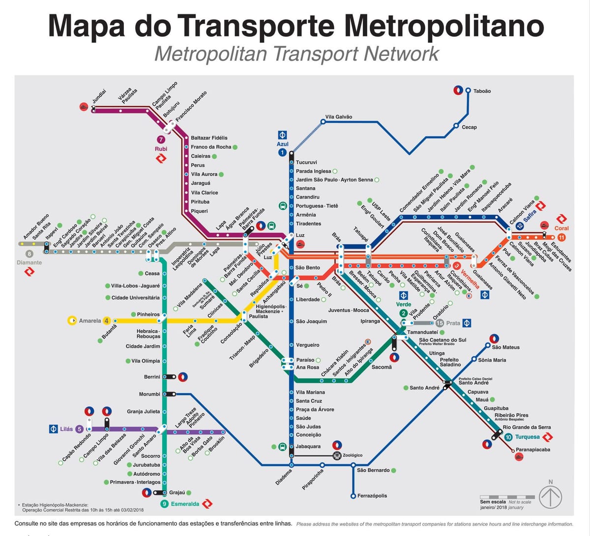 Sao Paulo transport mapu